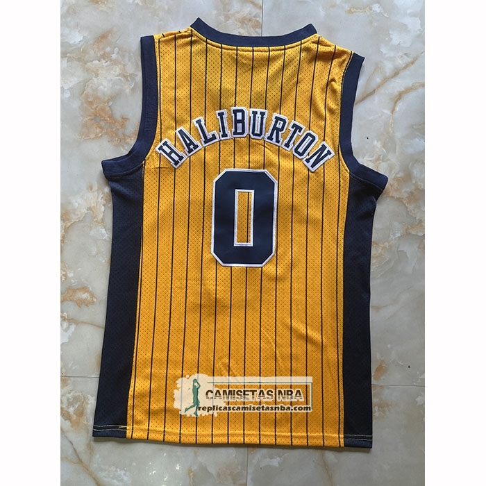 Camiseta Indiana Pacers Tyrese Haliburton NO 0 Mitchell & Ness 2020-21 Amarillo